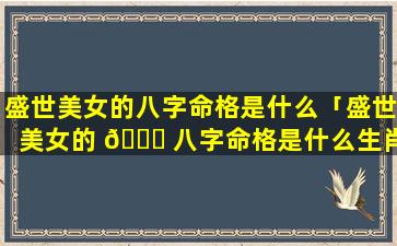 盛世美女的八字命格是什么「盛世美女的 🐒 八字命格是什么生肖」
